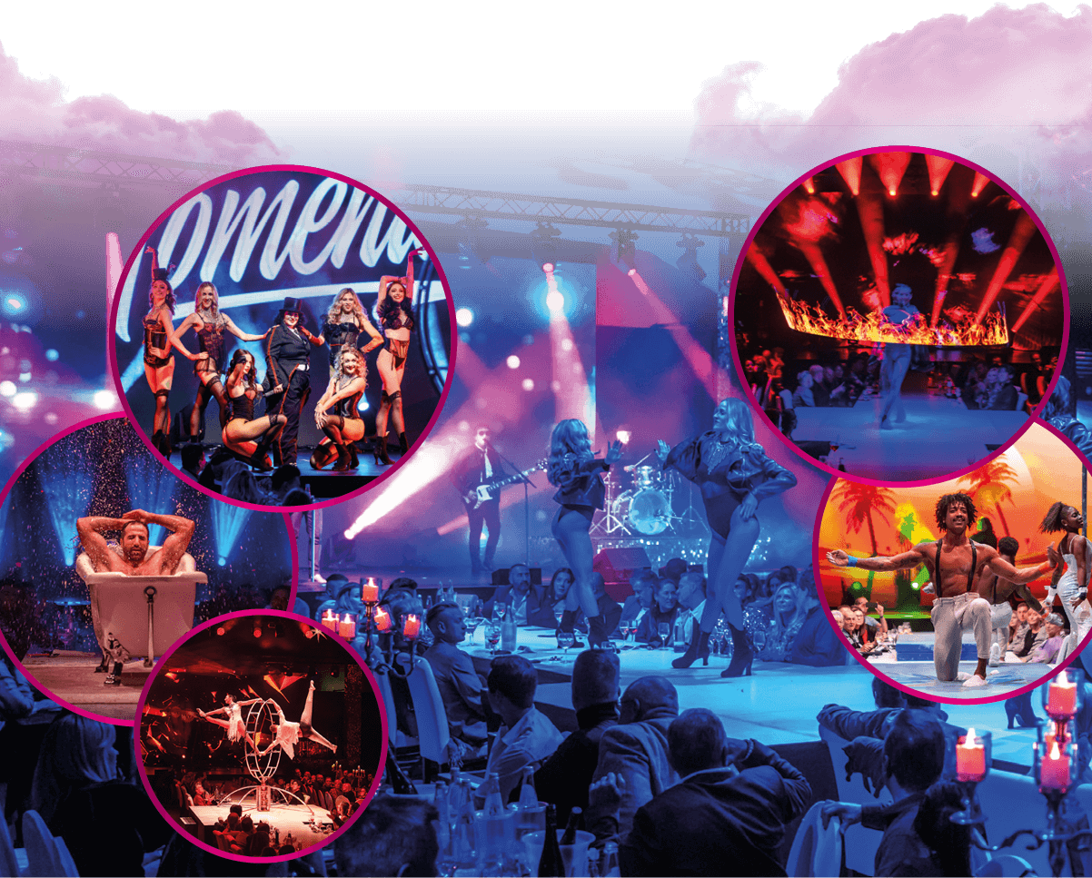 Atmosphörenbild mit verschiedenen menschlichen Darbietungen